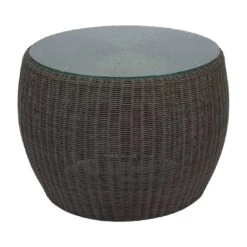 Stern Anny Loungetisch Geflecht/Glas 58x42 Cm Basaltgrau