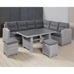 LC Garden Bilbao Dininglounge Geflecht Inkl. Kissen, Tisch Grau -Garten Und Außenbereich 1093271 4