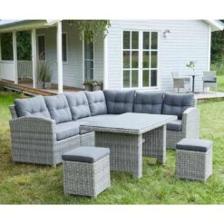 LC Garden Bilbao Dininglounge Geflecht Inkl. Kissen, Tisch Grau -Garten Und Außenbereich 1093271 7