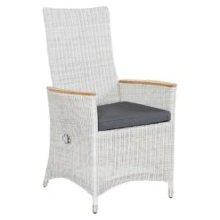 LC Garden Chelsea Gartensessel Geflecht Mit Teak-Armlehnen White Wash/Anthrazit