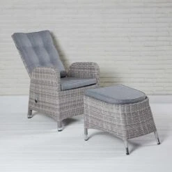 LC Garden Nizza Gartensessel Geflecht Inklusive Fußauflage White Grey/Light Grey