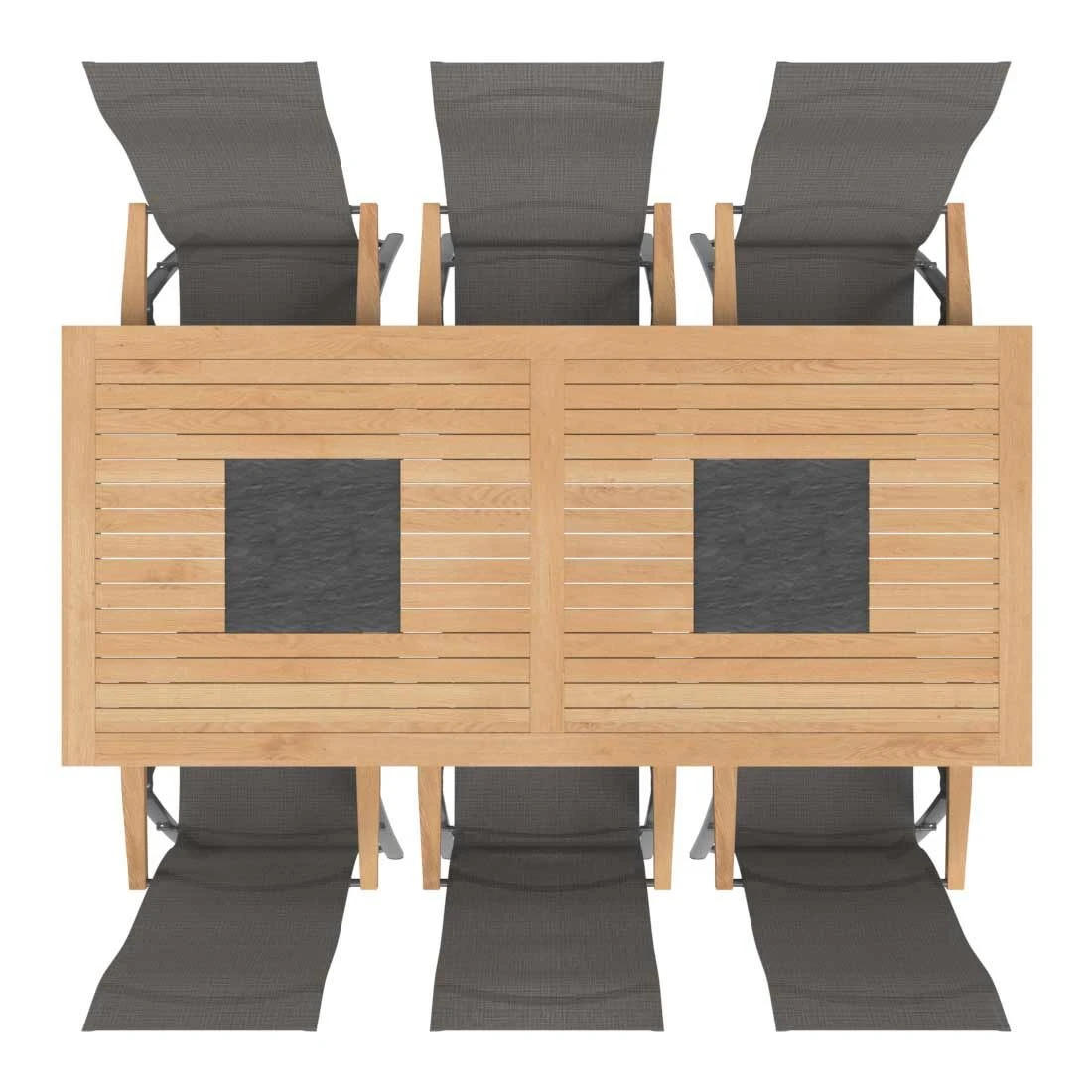 OUTLIV. Davos Gartenmöbelset 7-teilig Klappsessel Mit Linz Tisch 220x100 Cm Anthrazit/Grau 4 OUTLIV. Davos Gartenmöbelset 7-teilig Klappsessel Mit Linz Tisch 220x100 Cm Anthrazit/Grau – Bild 2