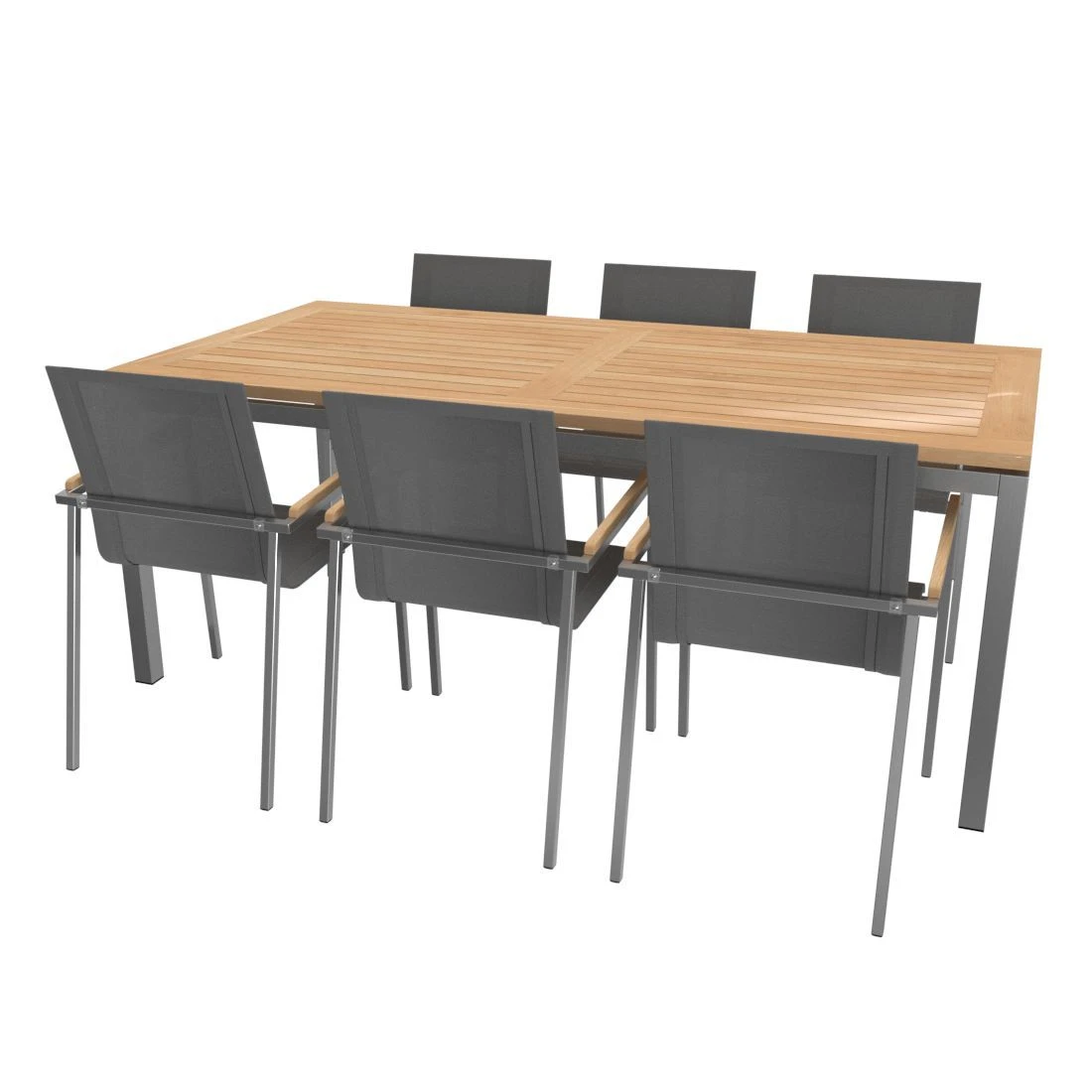 OUTLIV. Rimini Gartenmöbelset 8-tlg. Tisch 200x100cm Edelstahl/Silber-Schwarz 5 OUTLIV. Rimini Gartenmöbelset 8-tlg. Tisch 200x100cm Edelstahl/Silber-Schwarz – Bild 3