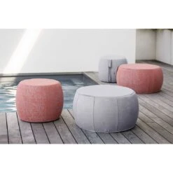 Stern Pouf Hocker Groß Outdoorstoff Hellgrau Meliert -Garten Und Außenbereich 1198167 2
