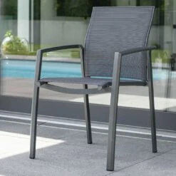 Stern Kari Stapelsessel Aluminium/Textilene Anthrazit/Karbon -Garten Und Außenbereich 1200972 7