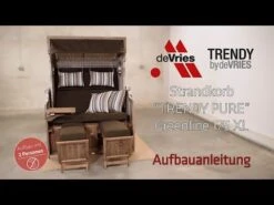 DeVries Greenline 175XL Strandkorb Akazie/Geflecht Des.743 Antique Weiß