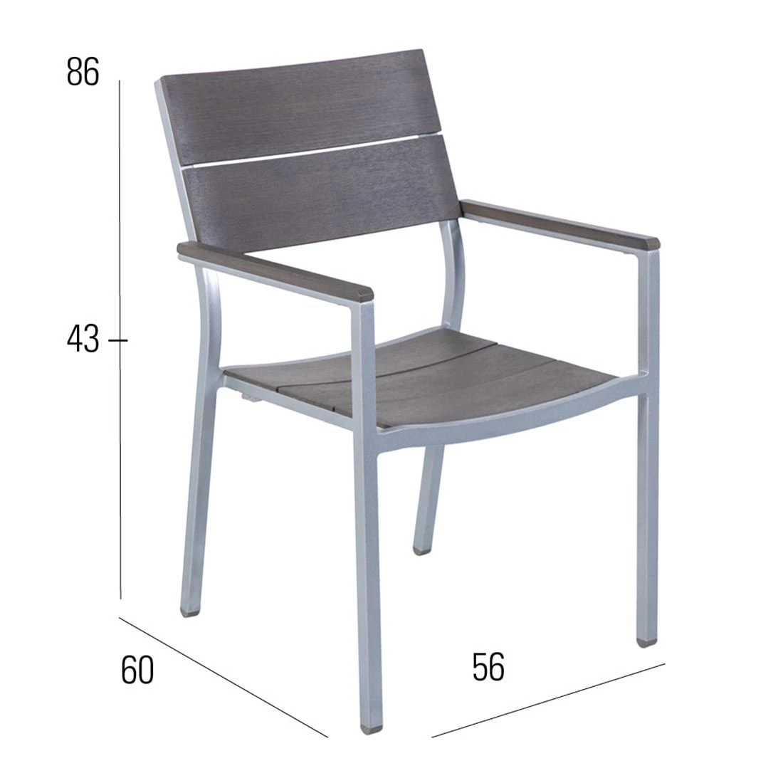 MBM Brisbane Stapelsessel Aluminium/Resysta Silber/Stone Grey 4 MBM Brisbane Stapelsessel Aluminium/Resysta Silber/Stone Grey – Bild 2