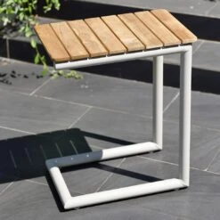 LifestyleGarden Portals Beistelltisch 47x30cm Aluminium/Teak Korallensand-Matt/Teak -Garten Und Außenbereich 1282988 2