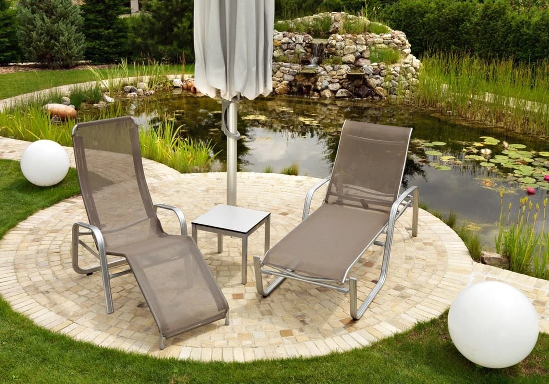 Karasek Florida Gesundliege Aluminium/Textilene Champagner/Taupe 4 Karasek Florida Gesundliege Aluminium/Textilene Champagner/Taupe – Bild 2