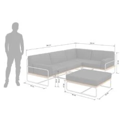 OUTLIV. Largo Ecklounge 5-teilig Stahl/Akazie Mit Kissen Silber/Dunkelgrau -Garten Und Außenbereich 854428 3