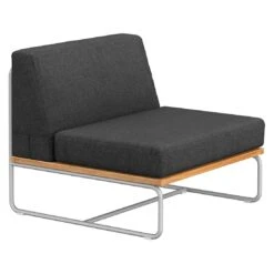 OUTLIV. Largo Ecklounge 5-teilig Stahl/Akazie Mit Kissen Silber/Dunkelgrau -Garten Und Außenbereich 854428 7