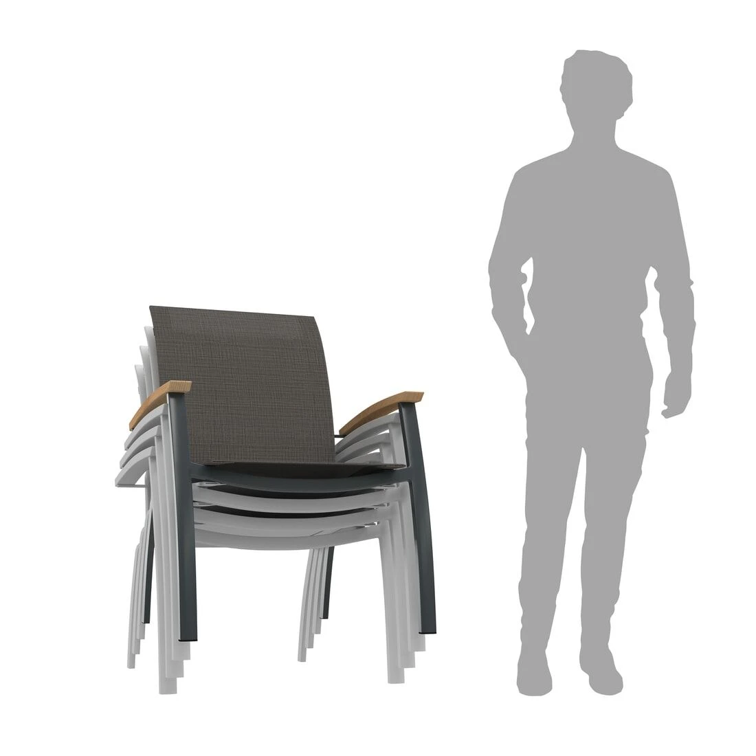 OUTLIV. Davos Stapelsessel Aluminium/Textilene Anthrazit/Grau 9 OUTLIV. Davos Stapelsessel Aluminium/Textilene Anthrazit/Grau – Bild 7