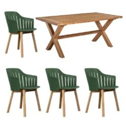 Cane-Line Choice Gartenmöbelset 5-tlg. Mit Tisch 180x100cm Dusty Green/Natur