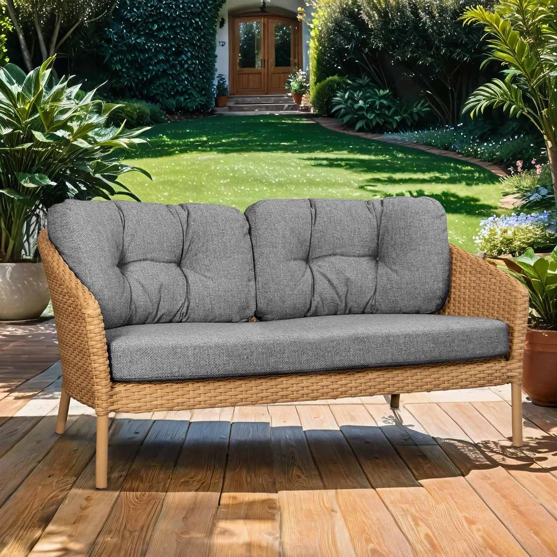 Cane-Line Ocean Gartensofa 155cm Alu/Geflecht/Polypropylen Dark Grey/Natur 3 Cane-Line Ocean Gartensofa 155cm Alu/Geflecht/Polypropylen Dark Grey/Natur