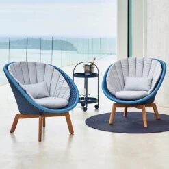 Cane-Line Peacock Loungesessel Teak/Geflecht Midnight/Dusty Blue/Light Grey -Garten Und Außenbereich cane line peacock loungesessel teak geflecht 1480328 3