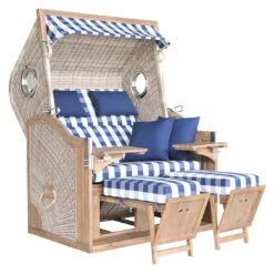 DeVries Greenline 175XL Strandkorb Akazie/Geflecht Des.743 Antique Weiß -Garten Und Außenbereich devries greenline 175xl strandkorb akazie geflecht des 743 antique weiss 1246039 2