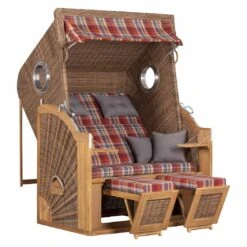 DeVries Pure Cliff XL Strandkorb Geflecht/Teakholz Des. 429 Griseum/Light Brown Brushed