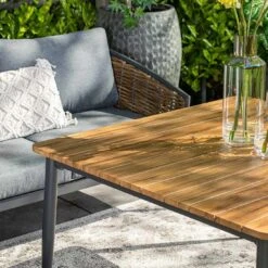 Garden Impressions Bali Dininglounge 4-tlg. Aluminium/Rattan Carbon Black/Mystic Grey -Garten Und Außenbereich garden impressions bali loungeset 4 tlg aluminium rattan 1436141 5