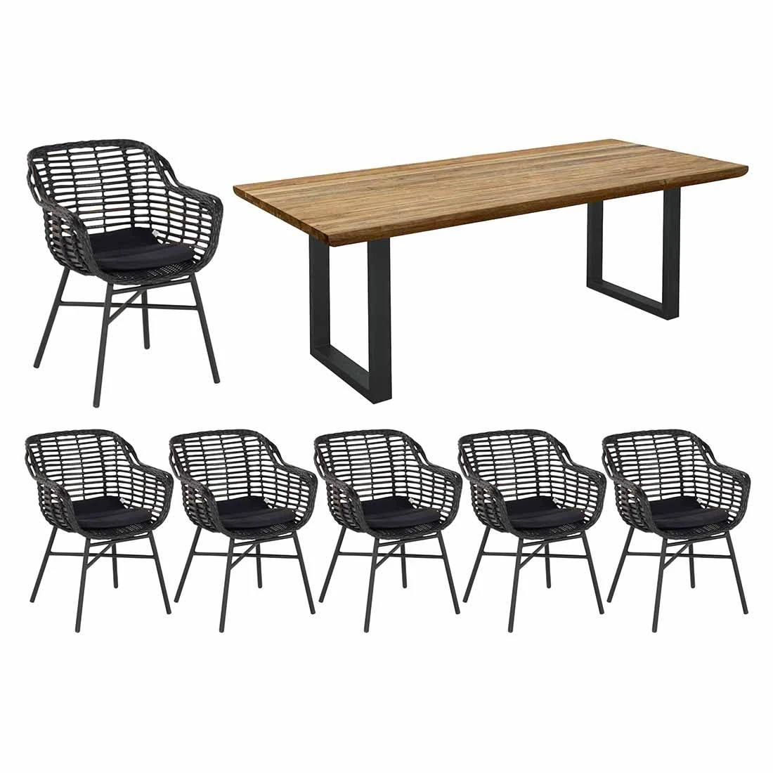 Hartman Cecilia Gartenmöbel-Set 7-tlg. Tisch 200x100cm Carbon Black/Black Puma 3 Hartman Cecilia Gartenmöbel-Set 7-tlg. Tisch 200x100cm Carbon Black/Black Puma