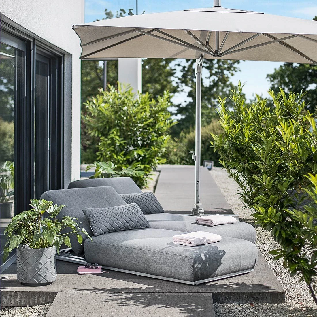 Kettler Ego Gartenliege 213x90x33cm Sunbrella Silber/Grau Meliert 7 Kettler Ego Gartenliege 213x90x33cm Sunbrella Silber/Grau Meliert – Bild 5