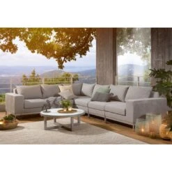Kettler Ego Modular Ecklounge 7tlg. Sunbrella Silber/Hellgrau Meliert -Garten Und Außenbereich kettler ego modular loungeecke 7tlg aluminium sunbrella 1