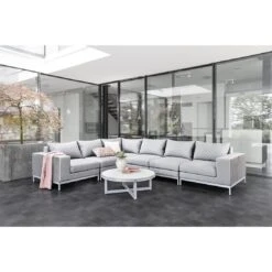 Kettler Ego Modular Ecklounge 7tlg. Sunbrella Silber/Hellgrau Meliert -Garten Und Außenbereich kettler ego modular loungeecke 7tlg aluminium sunbrella 16