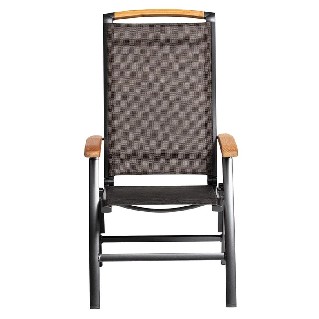 Kettler Memphis Klappsessel Aluminium/Textilene Mit Teak-Armlehnen Anthrazit/Bronze 7 Kettler Memphis Klappsessel Aluminium/Textilene Mit Teak-Armlehnen Anthrazit/Bronze – Bild 5