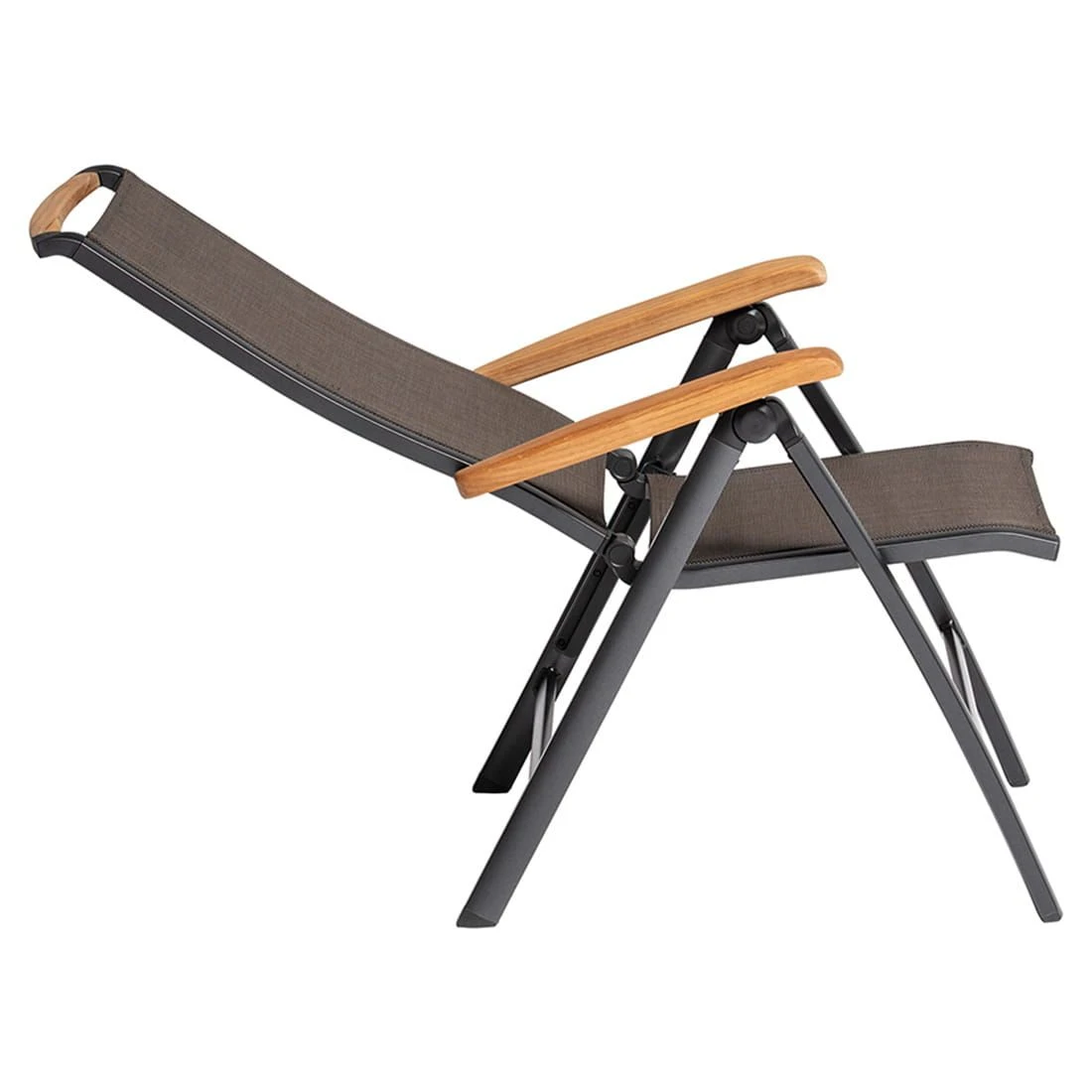 Kettler Memphis Klappsessel Aluminium/Textilene Mit Teak-Armlehnen Anthrazit/Bronze 11 Kettler Memphis Klappsessel Aluminium/Textilene Mit Teak-Armlehnen Anthrazit/Bronze – Bild 9