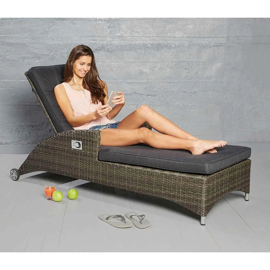 LC Garden Barcelona Gartenliege Geflecht/Polyester Grau Mix/Schwarz 4 LC Garden Barcelona Gartenliege Geflecht/Polyester Grau Mix/Schwarz – Bild 2