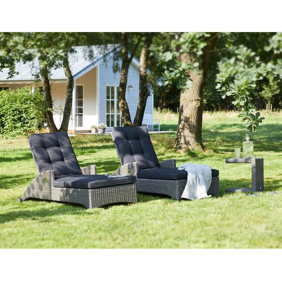 LC Garden Barcelona Gartenliege Geflecht/Polyester Grau Mix/Schwarz 6 LC Garden Barcelona Gartenliege Geflecht/Polyester Grau Mix/Schwarz – Bild 4