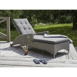 LC Garden Bilbao Gartenliege Geflecht Inkl. Kissen Grau -Garten Und Außenbereich l c wholesaler bilbao rollliege alu geflecht inkl kissen stone grey 1093260 2