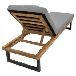 LC Garden Riviona Gartenliege Teak/Polster Natur/Grau -Garten Und Außenbereich lc garden riviano gartenliege teak polster 1435547 4