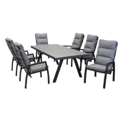 LC Garden Sondrino Gartenstuhl Aluminium/Polyester Schwarz Matt/Grau -Garten Und Außenbereich lc garden sondrino gartenstuhl aluminium polyester 1432962 8