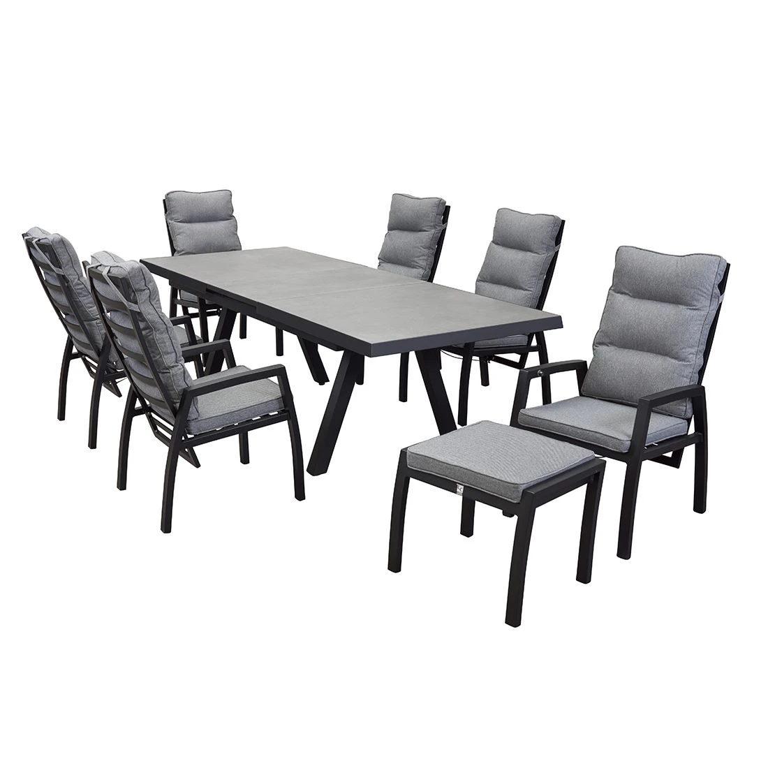 LC Garden Sondrino Gartenhocker Aluminium/Polyester Schwarz Matt/Grau 4 LC Garden Sondrino Gartenhocker Aluminium/Polyester Schwarz Matt/Grau – Bild 2