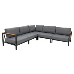 LC Garden Sondrino Ecklounge 5-tlg. Aluminium/Polyester Anthrazit/Off-White-Schwarz