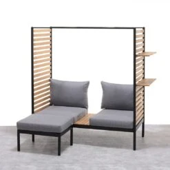 LifestyleGarden Femalcony Hocker Aluminium Inkl. Kissen Schwarz Matt/Dunkelgrau -Garten Und Außenbereich lifestylegarden femalcony hocker aluminium inkl kissen 1441135 3