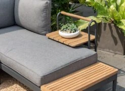 LifestyleGarden Topaz Beistelltisch 52x37,5cm Aluminium/Teakholz Magnesium Grau/Teak -Garten Und Außenbereich lifestylegarden topaz beistelltisch 52x37 5cm aluminium teakholz 1440640 3