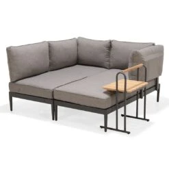 LifestyleGarden Topaz Beistelltisch 52x37,5cm Aluminium/Teakholz Magnesium Grau/Teak -Garten Und Außenbereich lifestylegarden topaz beistelltisch 52x37 5cm aluminium teakholz 1440640 5