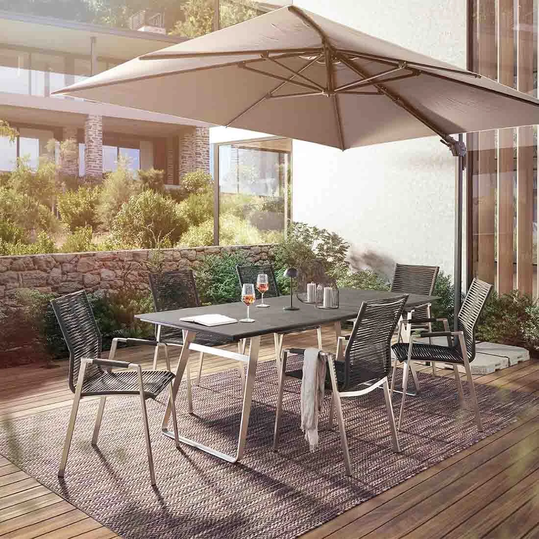 Musterring Portugal Gartentisch 220x95cm Edelstahl/HPL Silber/Beton 4 Musterring Portugal Gartentisch 220x95cm Edelstahl/HPL Silber/Beton – Bild 2