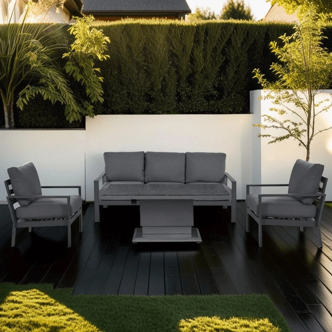 OUTLIV. Atlanta Loungeset 4-tlg. Aluminium/Polyester Anthrazit/Grau 3 OUTLIV. Atlanta Loungeset 4-tlg. Aluminium/Polyester Anthrazit/Grau