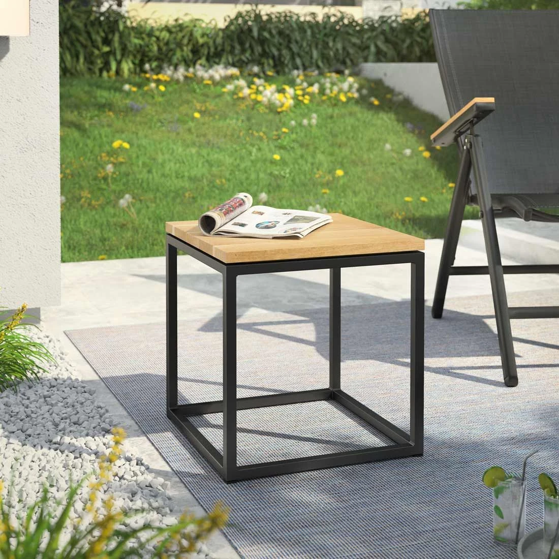 OUTLIV. Flora Beistelltisch 40x41x42cm Stahl/Wildeiche Schwarz/Wildeiche 8 OUTLIV. Flora Beistelltisch 40x41x42cm Stahl/Wildeiche Schwarz/Wildeiche – Bild 6