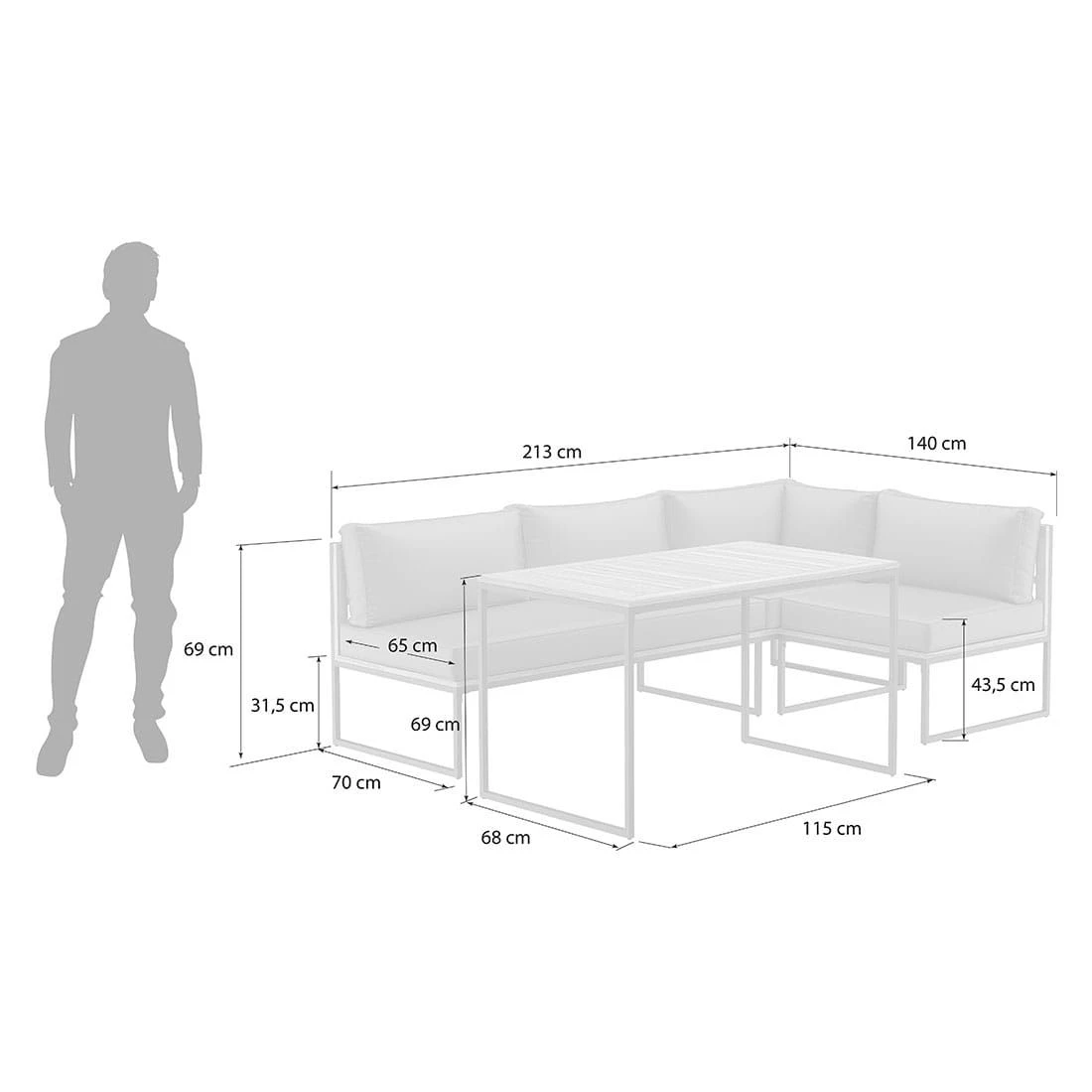 OUTLIV. Floris Dininglounge 3-tlg. Stahl/Akazie Schwarz/Grau 13 OUTLIV. Floris Dininglounge 3-tlg. Stahl/Akazie Schwarz/Grau – Bild 11