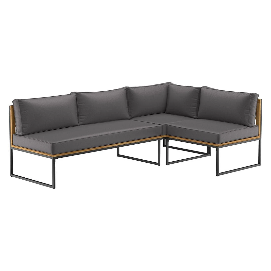 OUTLIV. Floris Dininglounge 3-tlg. Stahl/Akazie Schwarz/Grau 5 OUTLIV. Floris Dininglounge 3-tlg. Stahl/Akazie Schwarz/Grau – Bild 3