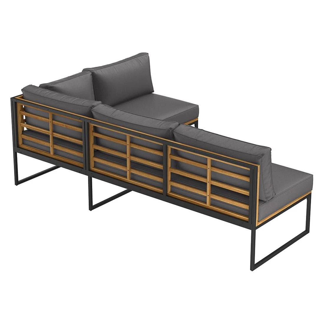 OUTLIV. Floris Dininglounge 3-tlg. Stahl/Akazie Schwarz/Grau 7 OUTLIV. Floris Dininglounge 3-tlg. Stahl/Akazie Schwarz/Grau – Bild 5