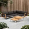 OUTLIV. Hawaii Ecklounge Edelstahl/Teak/Polster Dunkelgrau -Garten Und Außenbereich outliv hawaii loungeecke edelstahl teak polster 1340782 1