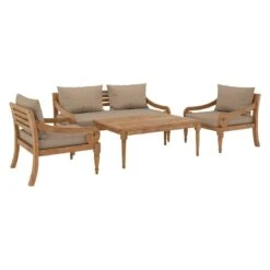OUTLIV. Korfu Loungeset 4-tlg. Teak/Olefin Natur/Braun -Garten Und Außenbereich outliv korfu sofagruppe 4 tlg teak olefin 1431807 2