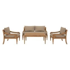 OUTLIV. Korfu Loungeset 4-tlg. Teak/Olefin Natur/Braun -Garten Und Außenbereich outliv korfu sofagruppe 4 tlg teak olefin 1431807 3