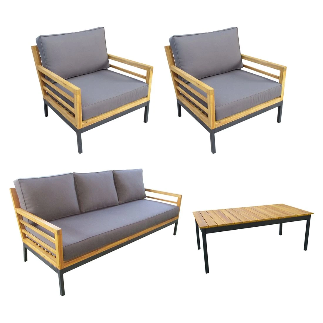 OUTLIV. Merano Loungeset 4-tlg. Akazie/Polyester Anthrazit 5 OUTLIV. Merano Loungeset 4-tlg. Akazie/Polyester Anthrazit – Bild 3