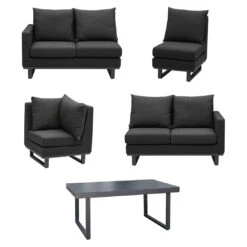 OUTLIV. By Detlef Steves Miami Dininglounge 5-tlg. Sunbrella Anthrazit/Sooty -Garten Und Außenbereich outliv miami dininglounge 5 tlg sunbrella 1348680 3