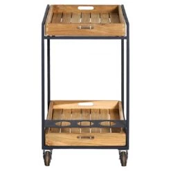 OUTLIV. Oro Servierwagen Stahl/Teak Recycelt Anthrazit/Natur -Garten Und Außenbereich outliv oro servierwagen stahl teak recycelt anthrazit braun 1323094 3